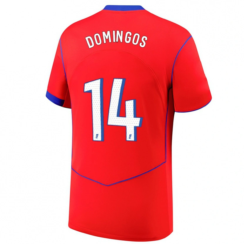 Danxen Hombre Camiseta Fabio Domingos #14 Rojo Azul Blanco Equipación Tercera 2025/26 La Camisa