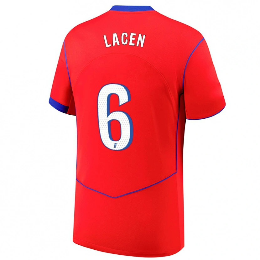 Danxen Hombre Camiseta Michaël Lacen #6 Rojo Azul Blanco Equipación Tercera 2025/26 La Camisa