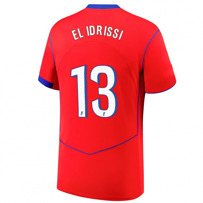 Danxen Hombre Camiseta Mohamed-Amine El Idrissi #13 Rojo Azul Blanco Equipación Tercera 2025/26 La Camisa