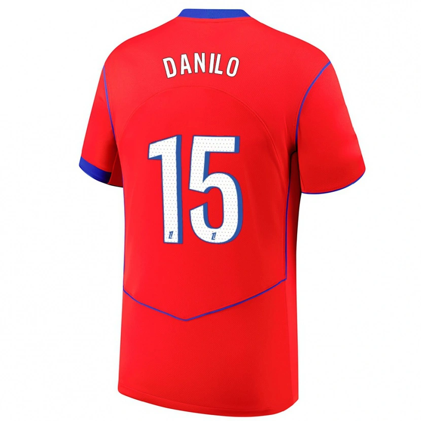 Danxen Hombre Camiseta Danilo Pereira #15 Rojo Azul Blanco Equipación Tercera 2025/26 La Camisa