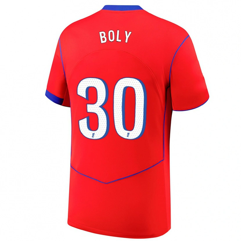 Danxen Hombre Camiseta David Boly #30 Rojo Azul Blanco Equipación Tercera 2025/26 La Camisa
