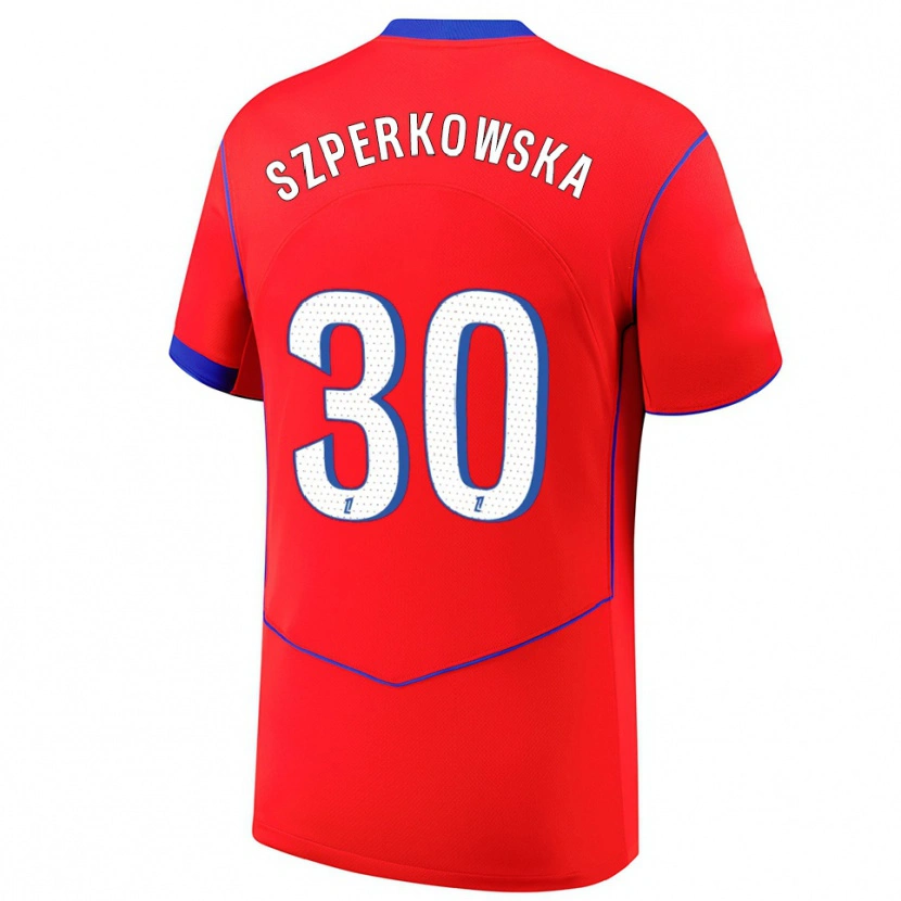 Danxen Hombre Camiseta Oliwia Szperkowska #30 Rojo Azul Blanco Equipación Tercera 2025/26 La Camisa