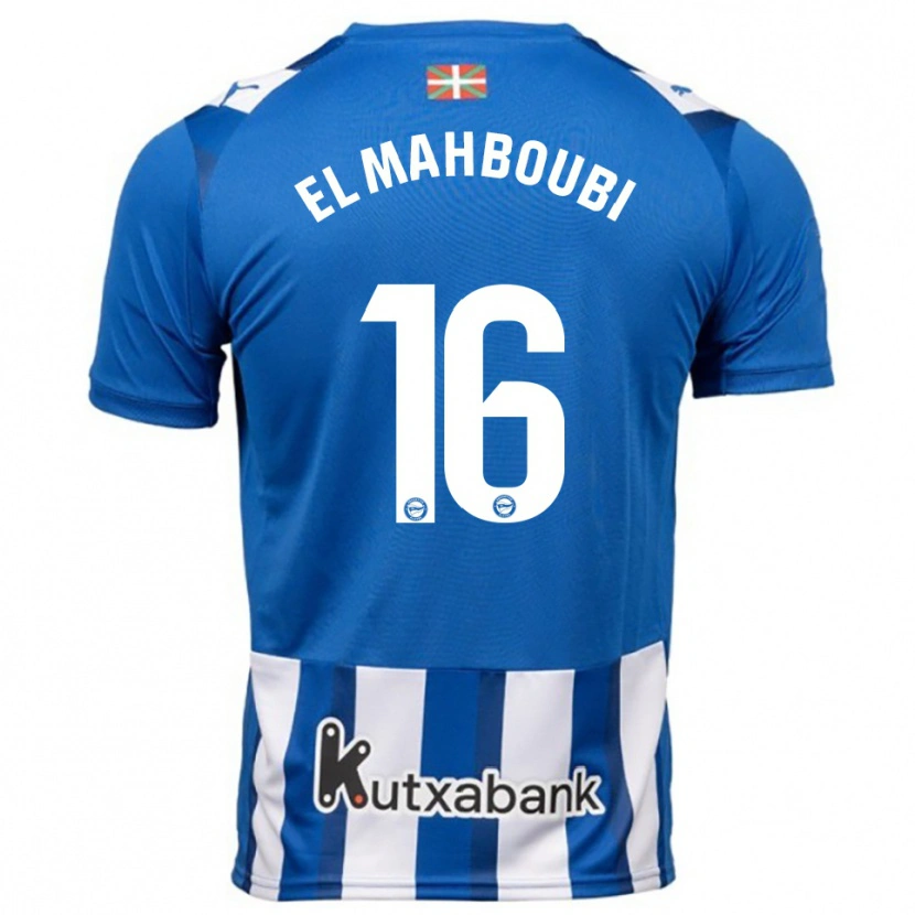 Danxen Mujer Camiseta Sami El Mahboubi #16 Azul Blanco 1ª Equipación 2025/26 La Camisa