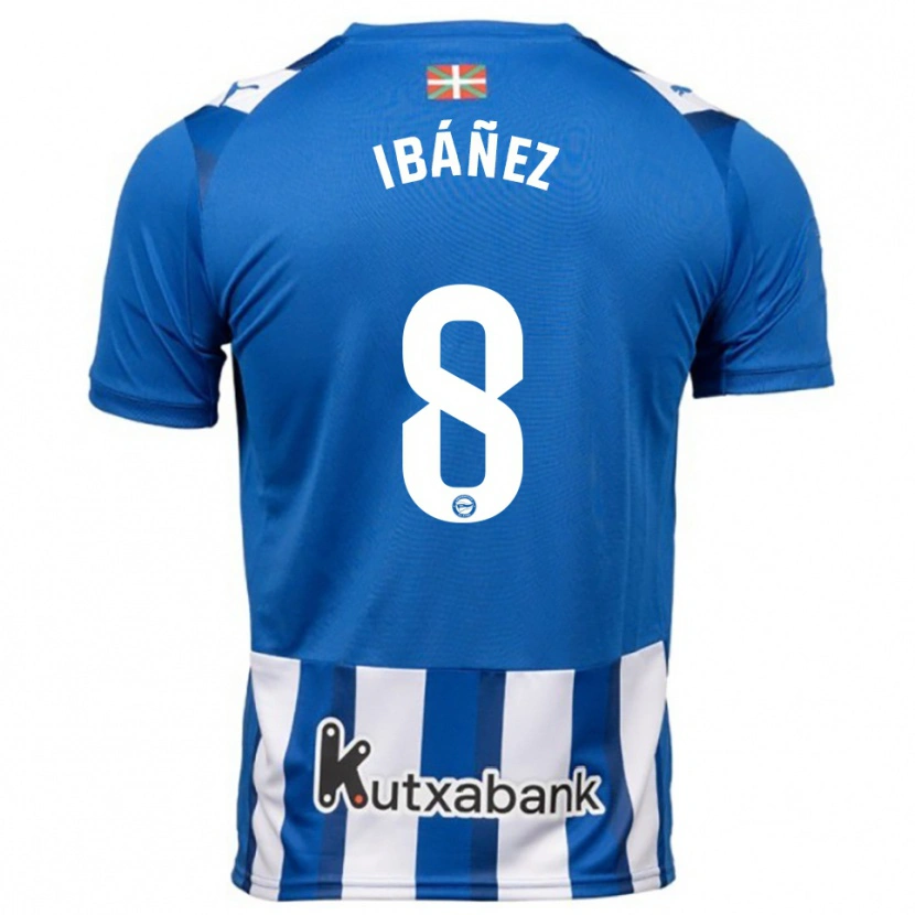 Danxen Mujer Camiseta Pablo Ibáñez #8 Azul Blanco 1ª Equipación 2025/26 La Camisa