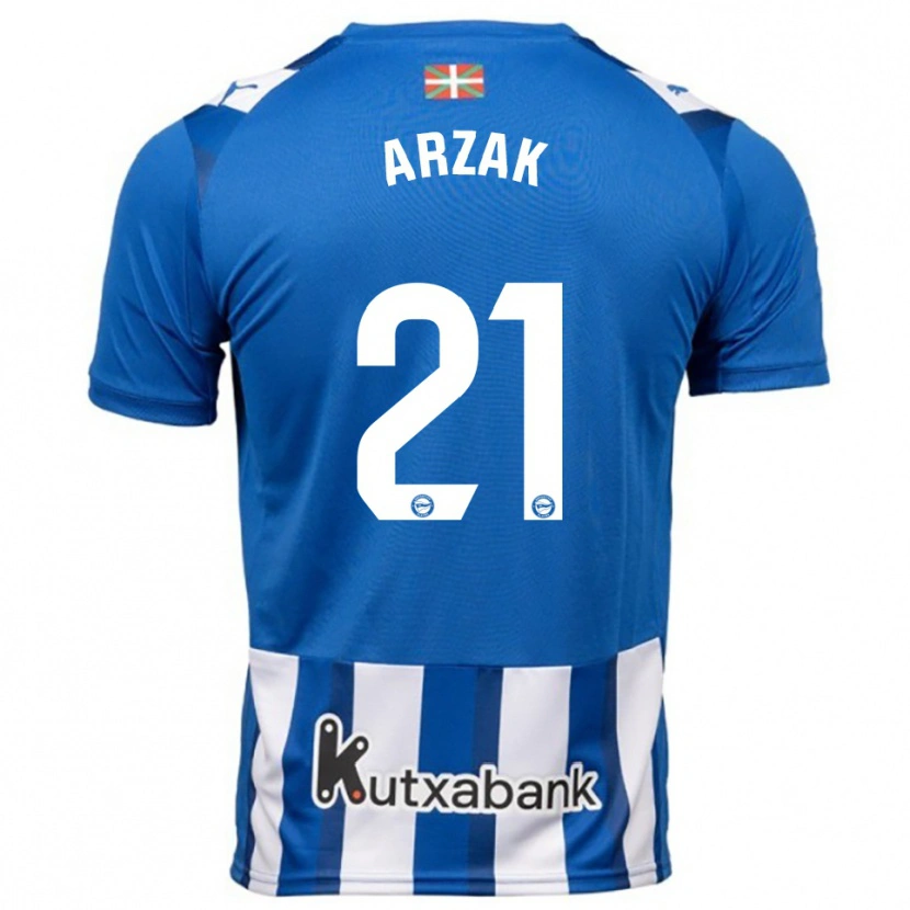 Danxen Mujer Camiseta Andoni Arzak #21 Azul Blanco 1ª Equipación 2025/26 La Camisa