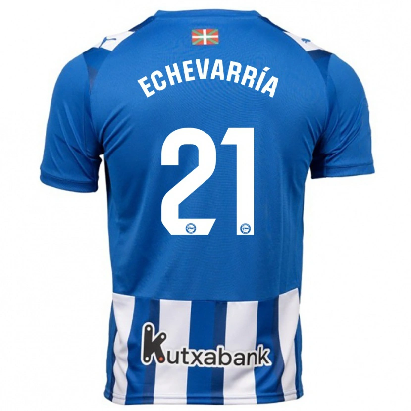 Danxen Mujer Camiseta Martin Echevarría #21 Azul Blanco 1ª Equipación 2025/26 La Camisa
