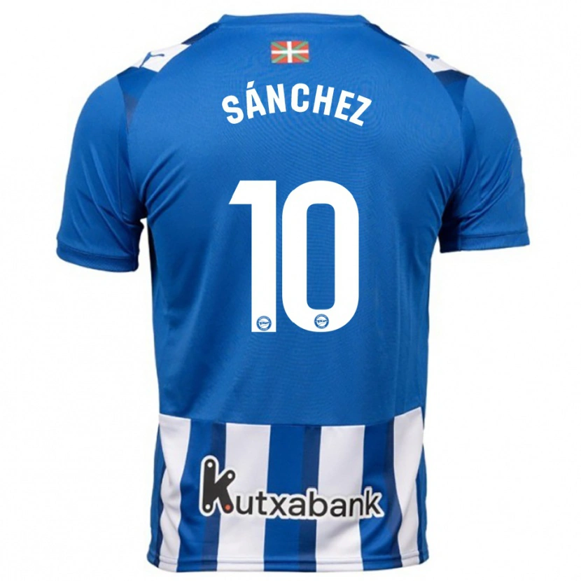 Danxen Mujer Camiseta Ander Sánchez #10 Azul Blanco 1ª Equipación 2025/26 La Camisa