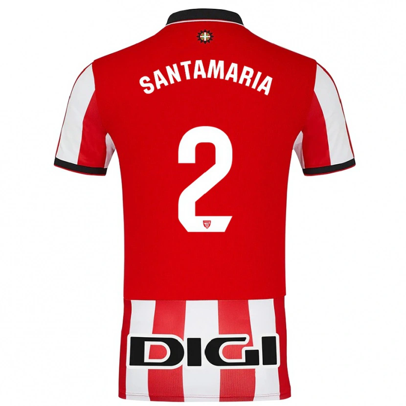 Danxen Mujer Camiseta Unai Santamaría #2 Rojo Blanco 1ª Equipación 2025/26 La Camisa