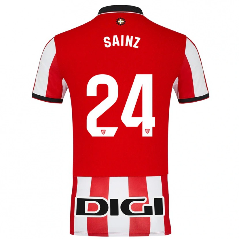 Danxen Mujer Camiseta Iñigo Sainz #24 Rojo Blanco 1ª Equipación 2025/26 La Camisa