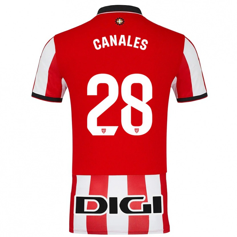 Danxen Mujer Camiseta Peio Canales #28 Rojo Blanco 1ª Equipación 2025/26 La Camisa