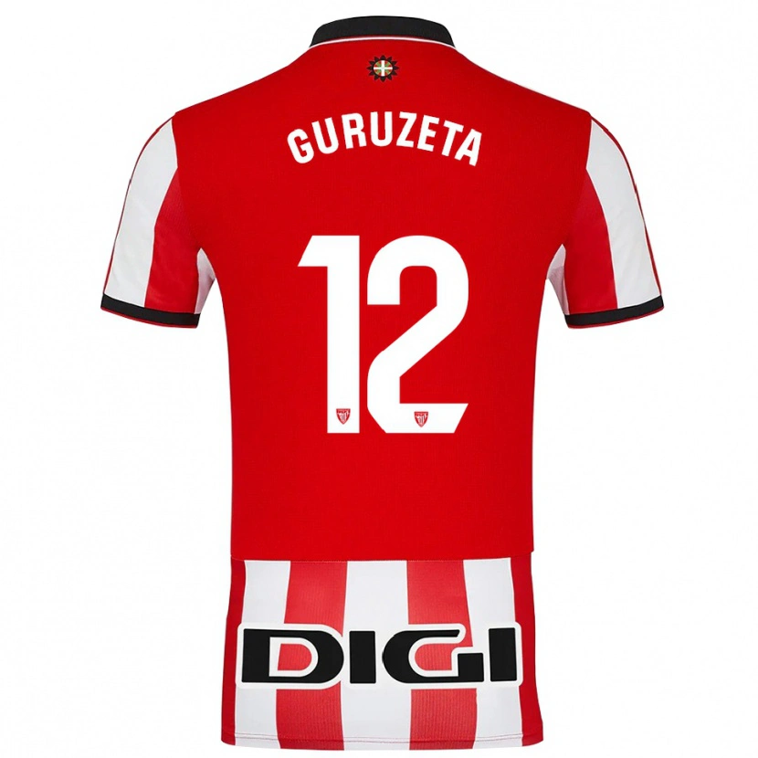 Danxen Mujer Camiseta Gorka Guruzeta #12 Rojo Blanco 1ª Equipación 2025/26 La Camisa