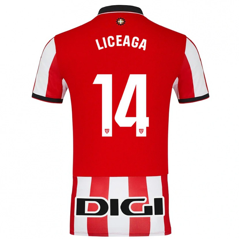 Danxen Mujer Camiseta Urko Liceaga #14 Rojo Blanco 1ª Equipación 2025/26 La Camisa