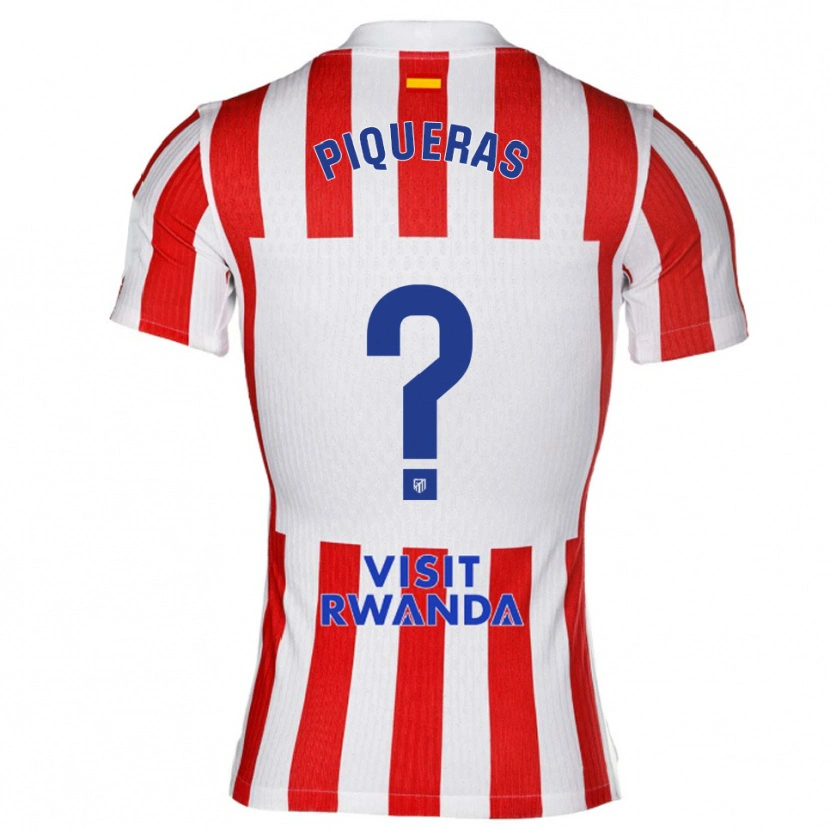 Danxen Mujer Camiseta Diego Piqueras #0 Rojo Blanco 1ª Equipación 2025/26 La Camisa