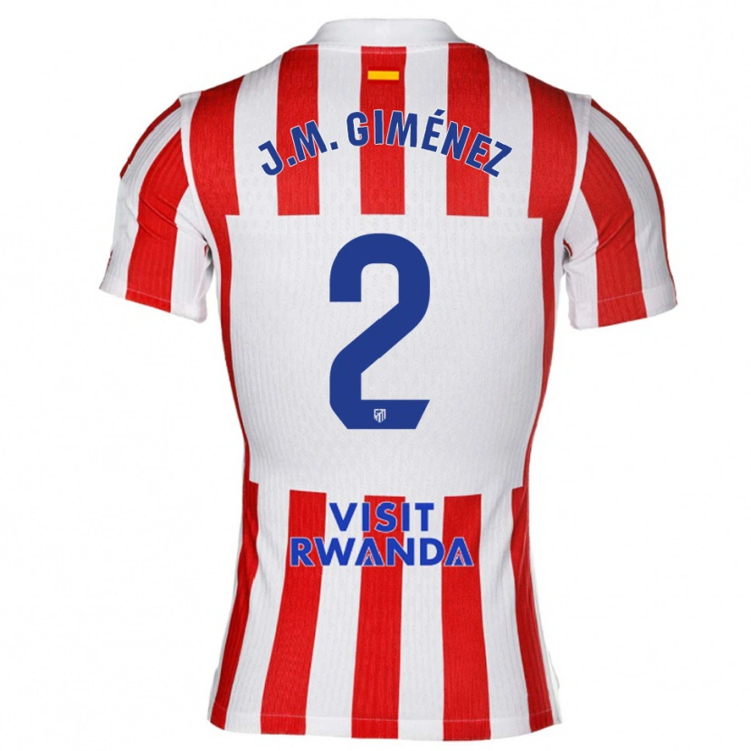 Danxen Mujer Camiseta José María Giménez #2 Rojo Blanco 1ª Equipación 2025/26 La Camisa