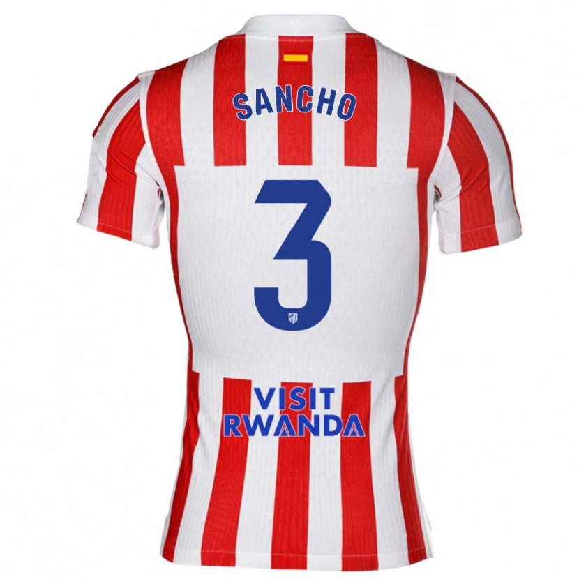 Danxen Mujer Camiseta Diego Sancho #3 Rojo Blanco 1ª Equipación 2025/26 La Camisa