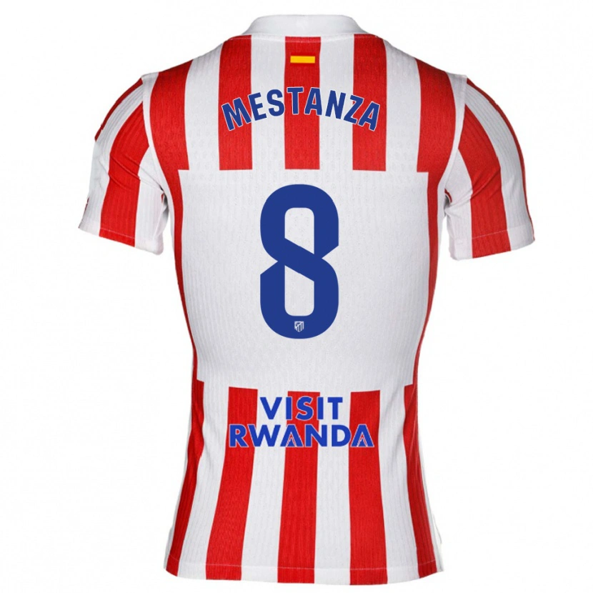 Danxen Mujer Camiseta Alejandro Mestanza #8 Rojo Blanco 1ª Equipación 2025/26 La Camisa