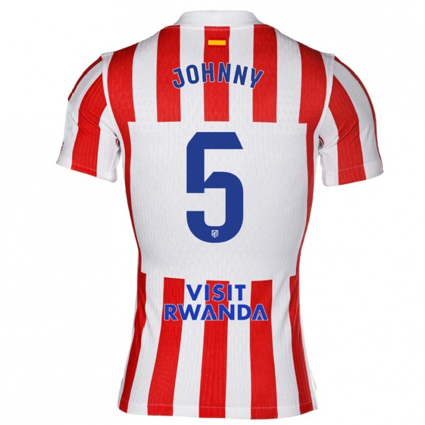 Danxen Mujer Camiseta Johnny Cardoso #5 Rojo Blanco 1ª Equipación 2025/26 La Camisa