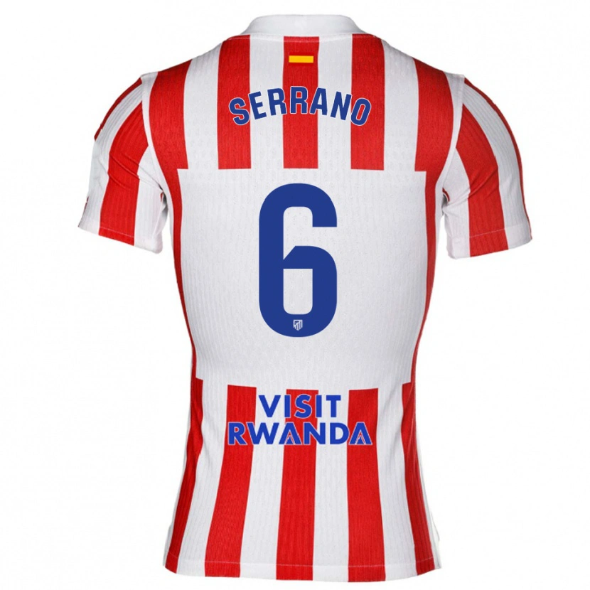 Danxen Mujer Camiseta Javi Serrano #6 Rojo Blanco 1ª Equipación 2025/26 La Camisa