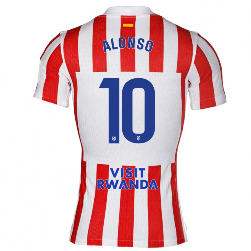 Danxen Mujer Camiseta Javi Alonso #10 Rojo Blanco 1ª Equipación 2025/26 La Camisa