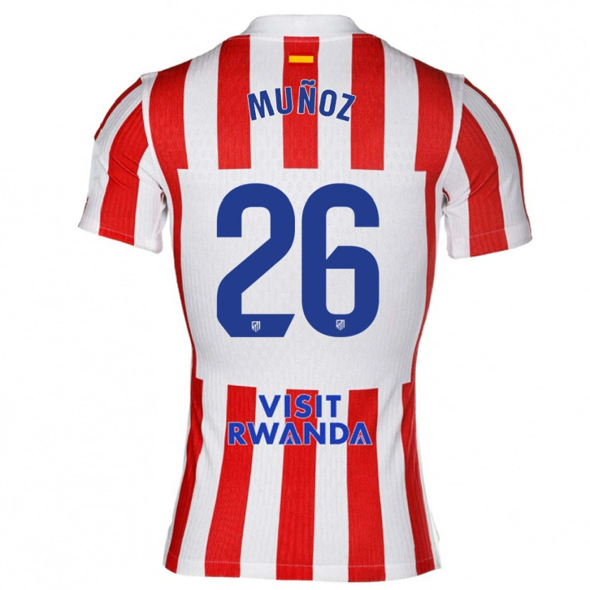 Danxen Mujer Camiseta Izan Muñoz #26 Rojo Blanco 1ª Equipación 2025/26 La Camisa