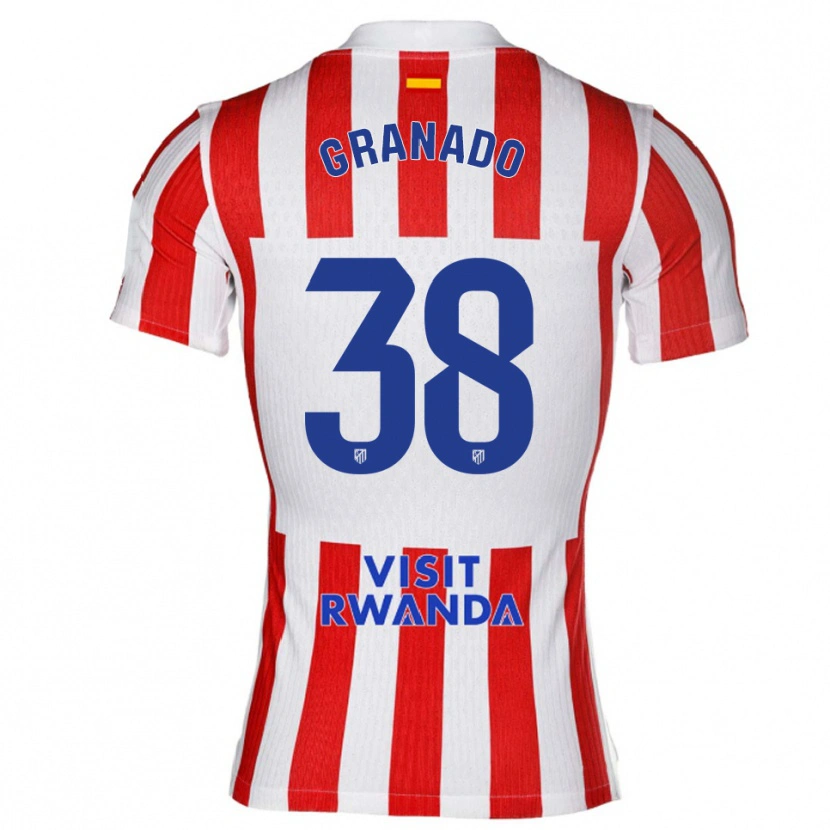 Danxen Mujer Camiseta Adrian Granado #38 Rojo Blanco 1ª Equipación 2025/26 La Camisa