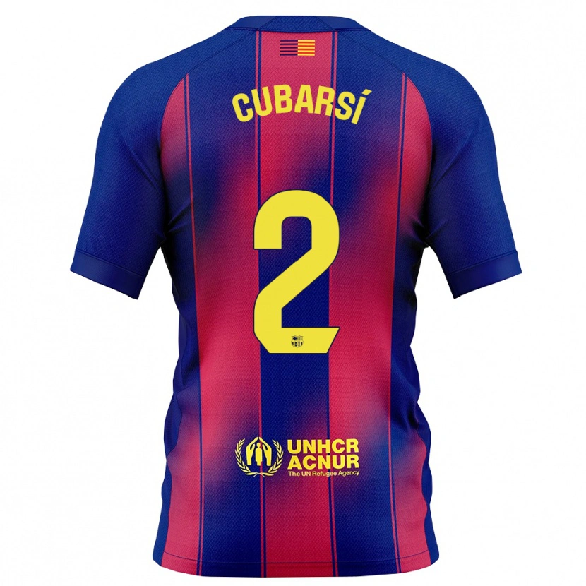 Danxen Mujer Camiseta Pau Cubarsí #2 Azul Rojo 1ª Equipación 2025/26 La Camisa