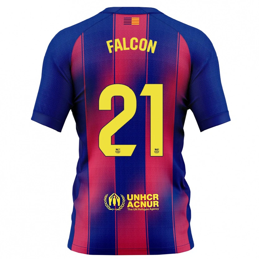 Danxen Mujer Camiseta Andrea Falcon #21 Azul Rojo 1ª Equipación 2025/26 La Camisa