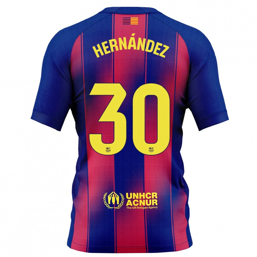 Danxen Mujer Camiseta Juan Hernández #30 Azul Rojo 1ª Equipación 2025/26 La Camisa