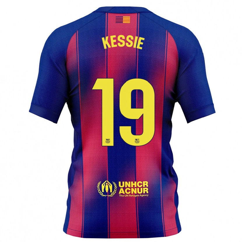 Danxen Mujer Camiseta Franck Kessie #19 Azul Rojo 1ª Equipación 2025/26 La Camisa