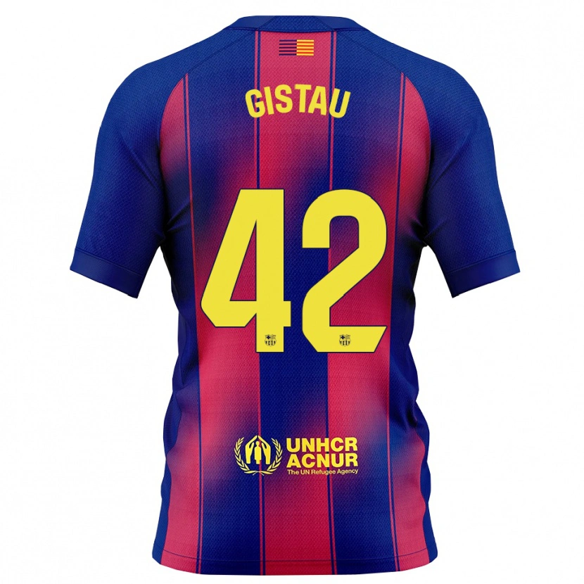 Danxen Mujer Camiseta Òscar Gistau #42 Azul Rojo 1ª Equipación 2025/26 La Camisa