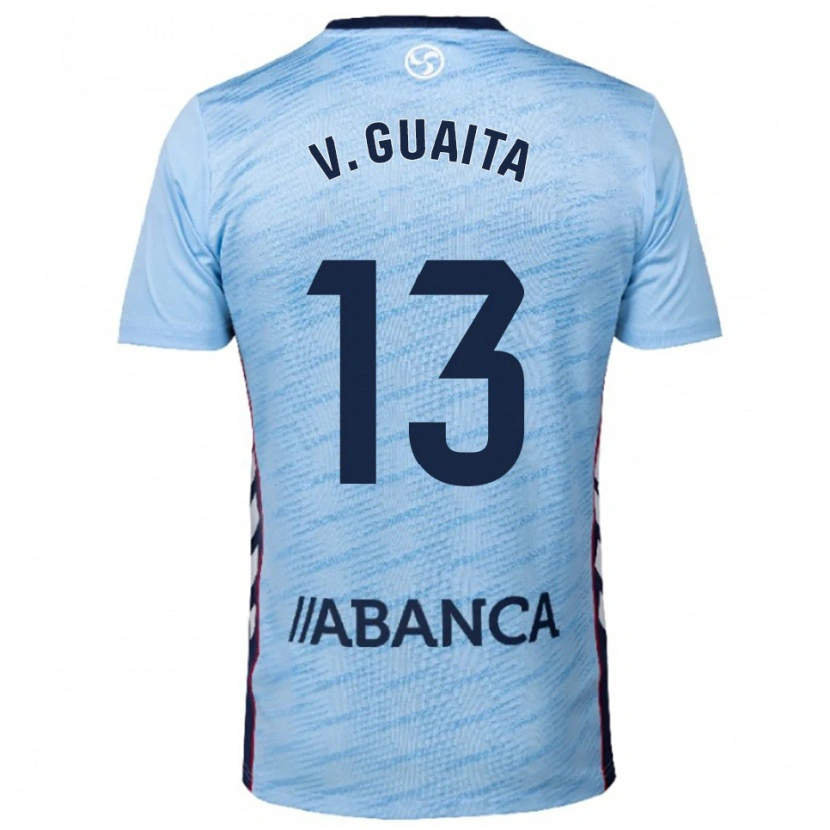 Danxen Mujer Camiseta Vicente Guaita #13 Celeste Rojo 1ª Equipación 2025/26 La Camisa