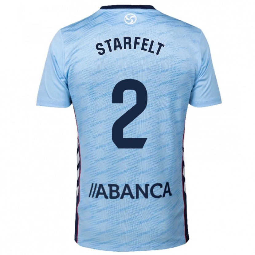 Danxen Mujer Camiseta Carl Starfelt #2 Celeste Rojo 1ª Equipación 2025/26 La Camisa