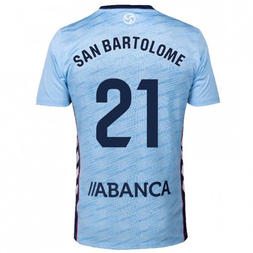 Danxen Mujer Camiseta Victor San Bartolome #21 Celeste Rojo 1ª Equipación 2025/26 La Camisa