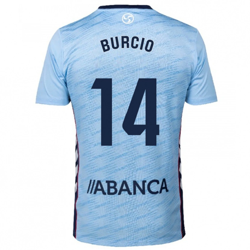 Danxen Mujer Camiseta Hugo Burcio #14 Celeste Rojo 1ª Equipación 2025/26 La Camisa