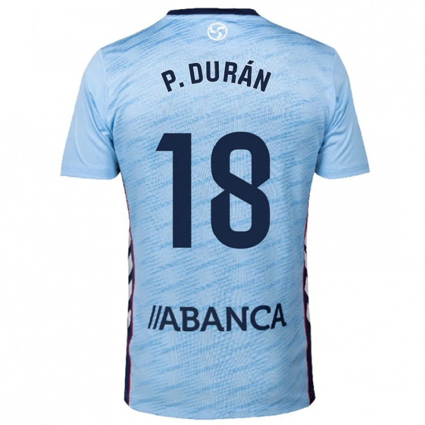 Danxen Mujer Camiseta Pablo Durán #18 Celeste Rojo 1ª Equipación 2025/26 La Camisa