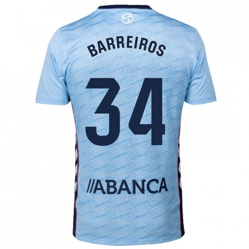 Danxen Mujer Camiseta Iago Barreiros #34 Celeste Rojo 1ª Equipación 2025/26 La Camisa