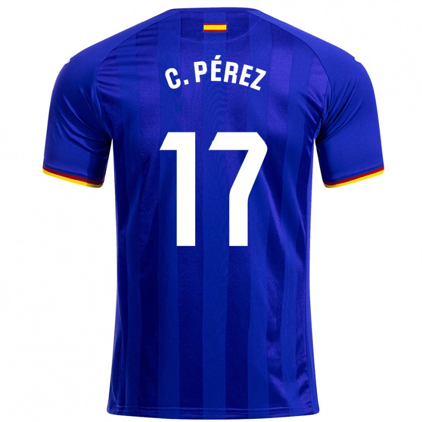 Danxen Mujer Camiseta Carles Perez #17 Azul Rojo Amarillo 1ª Equipación 2025/26 La Camisa