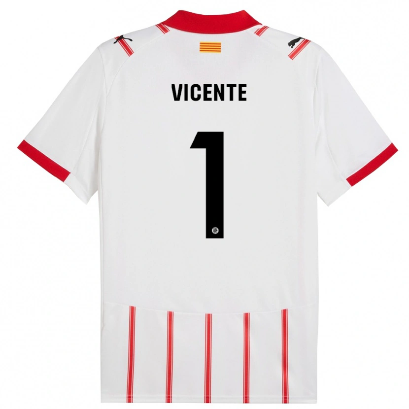 Danxen Mujer Camiseta Diego Vicente #1 Blanco Rojo 1ª Equipación 2025/26 La Camisa