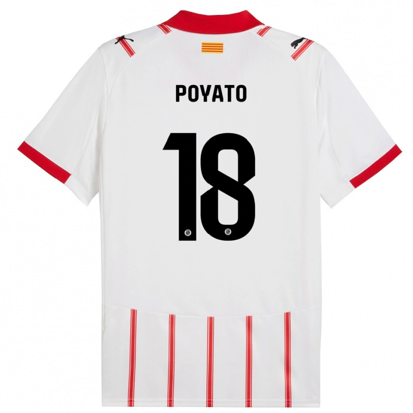 Danxen Mujer Camiseta Marina Poyato #18 Blanco Rojo 1ª Equipación 2025/26 La Camisa