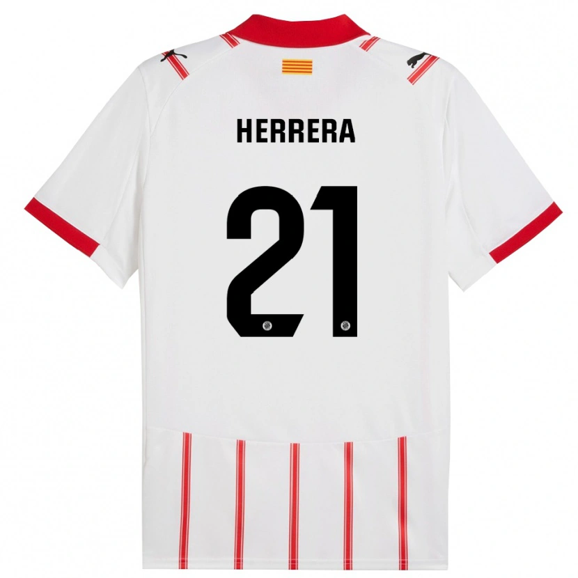 Danxen Mujer Camiseta Yangel Herrera #21 Blanco Rojo 1ª Equipación 2025/26 La Camisa