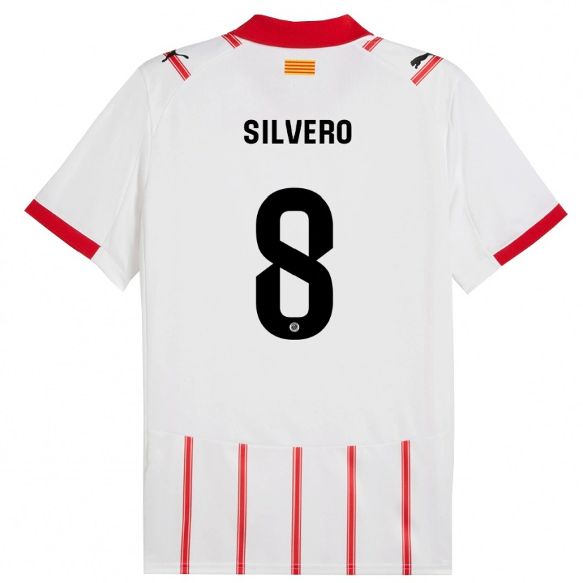 Danxen Mujer Camiseta Pol Silvero #8 Blanco Rojo 1ª Equipación 2025/26 La Camisa