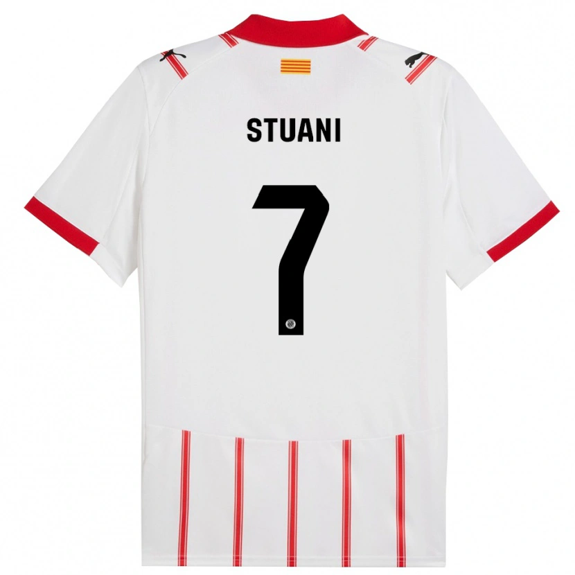 Danxen Mujer Camiseta Cristhian Stuani #7 Blanco Rojo 1ª Equipación 2025/26 La Camisa