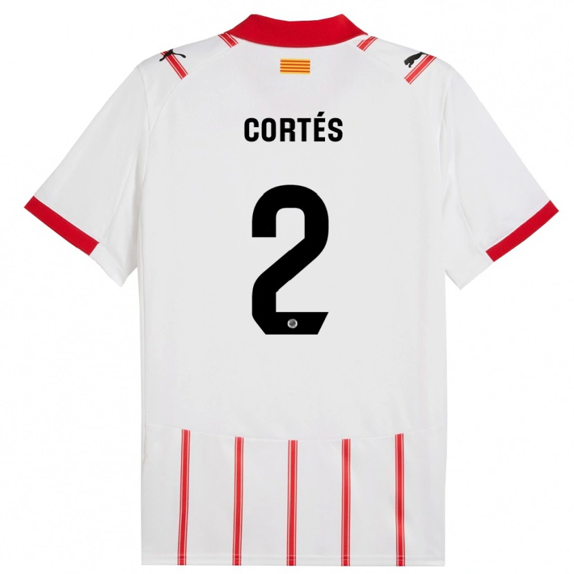 Danxen Mujer Camiseta Sergio Cortés #2 Blanco Rojo 1ª Equipación 2025/26 La Camisa