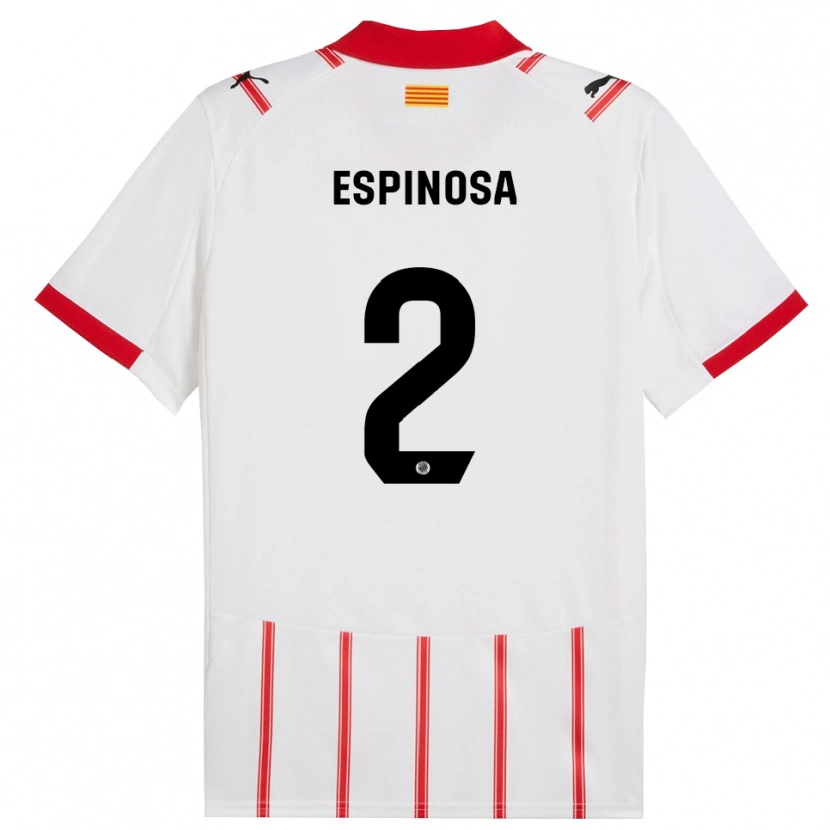 Danxen Mujer Camiseta Bernardo Espinosa #2 Blanco Rojo 1ª Equipación 2025/26 La Camisa