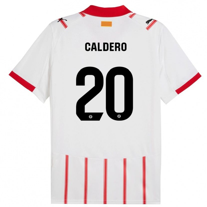 Danxen Mujer Camiseta Nil Calderó #20 Blanco Rojo 1ª Equipación 2025/26 La Camisa
