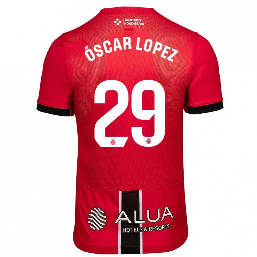 Danxen Mujer Camiseta Óscar López #29 Rojo Negro 1ª Equipación 2025/26 La Camisa