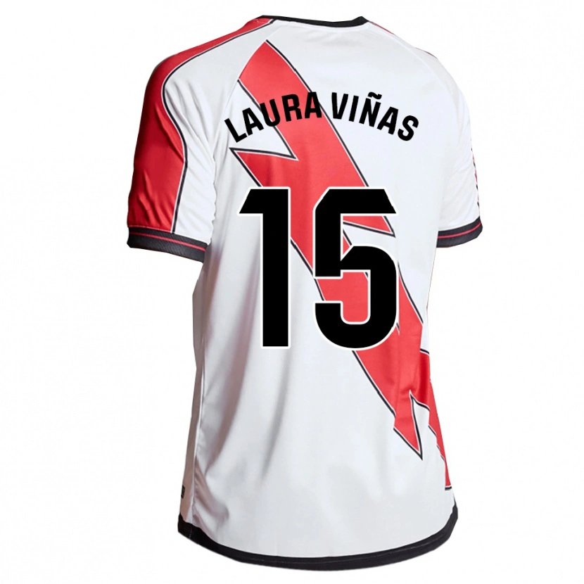 Danxen Mujer Camiseta Laura Viñas Herrera #15 Blanco Rojo 1ª Equipación 2025/26 La Camisa