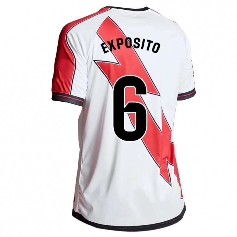 Danxen Mujer Camiseta Álvaro Expósito #6 Blanco Rojo 1ª Equipación 2025/26 La Camisa