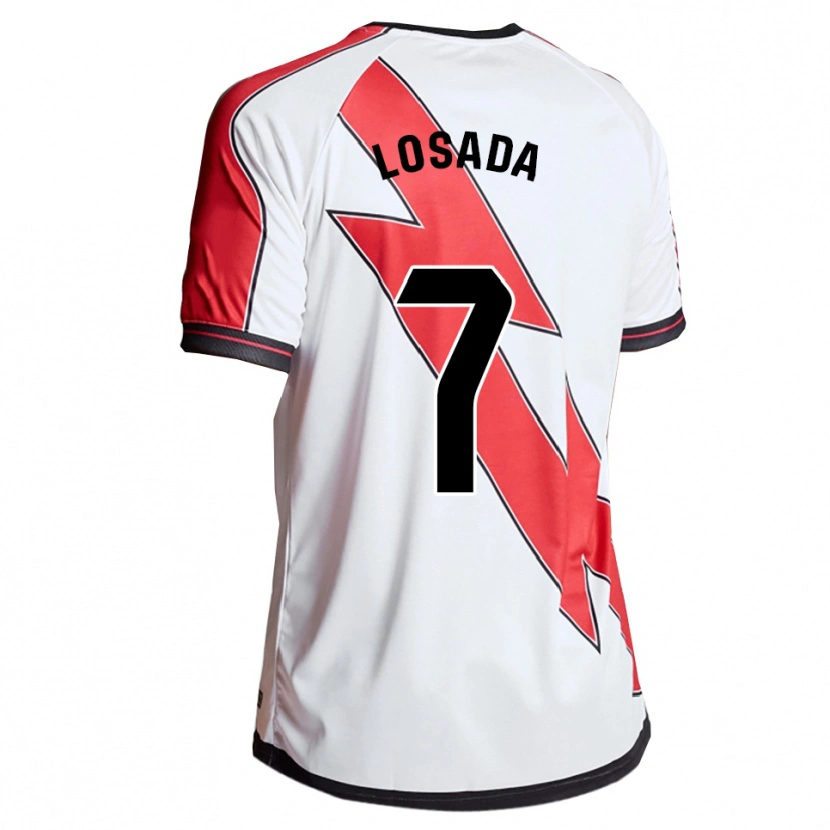 Danxen Mujer Camiseta Juan Losada #7 Blanco Rojo 1ª Equipación 2025/26 La Camisa