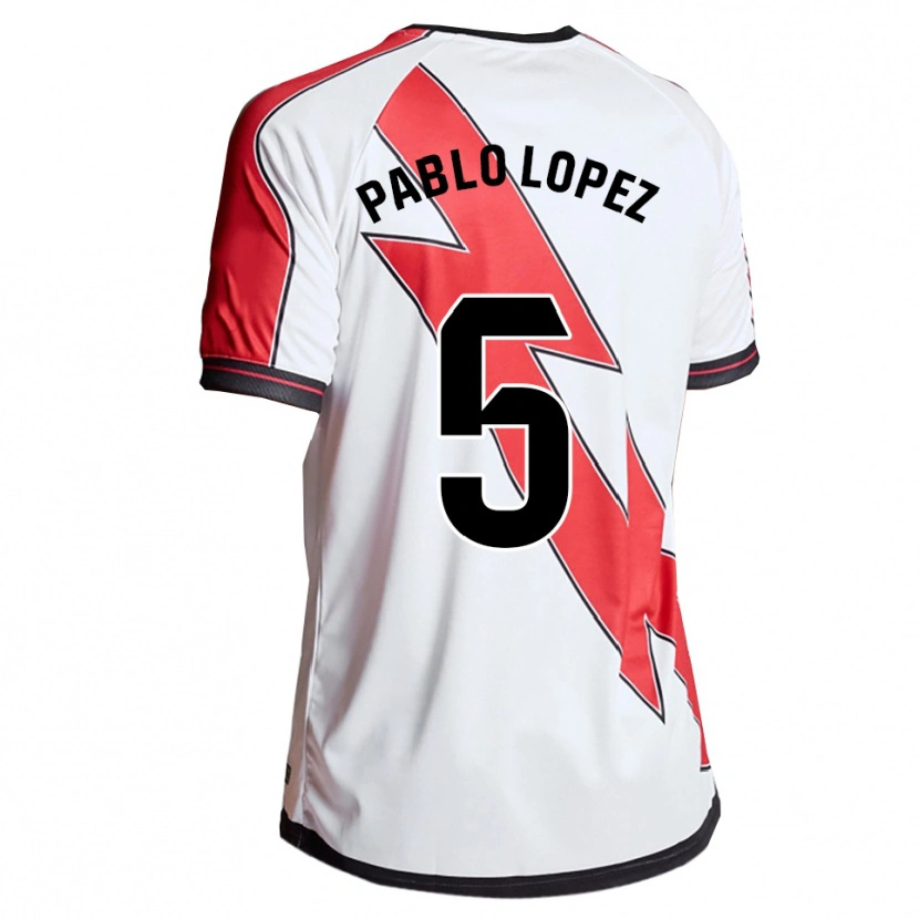 Danxen Mujer Camiseta Pablo López #5 Blanco Rojo 1ª Equipación 2025/26 La Camisa
